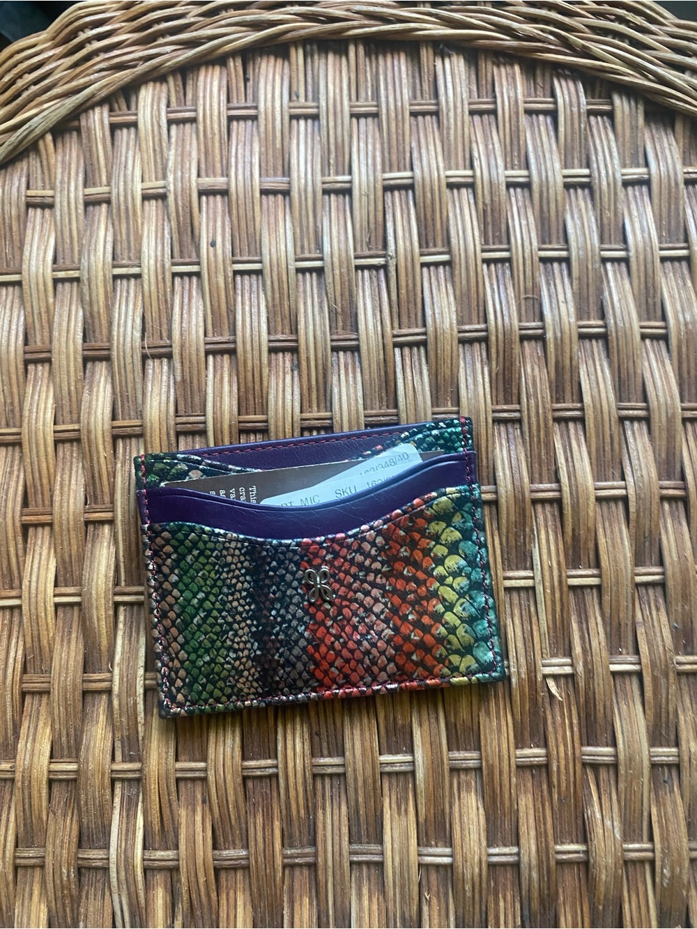 HOBO Rainbow Snake-Print Leather Cardholder